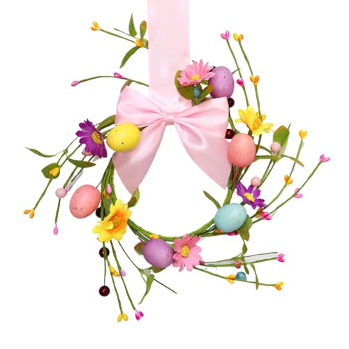 Wunuii Mini Easter Wreath Decorations | 10 Inch Easter Candle Rings With FLOWER Buds Pastel Mini Candles Holder Wreath For Front Door Spring Table Centerpiece Wedding Home Decor