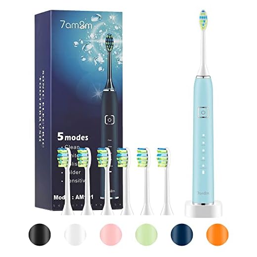 7AM2M Sonic Electric Toothbrush with 6 Brush Heads for Kids and Children, One Charge for 90 Days, Wireless Fast Charge, 5 Modes with 2 Minutes Build in Smart Timer, Electric Toothbrushes(Green)