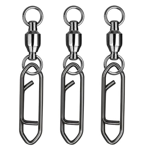 Atibin Snap Connector Fishing Swivels Stainless Bearing Ball Snap Swivels Steel Quick Change Fishing Clips Swivel Black Nickel, 50pcs, 165lbs