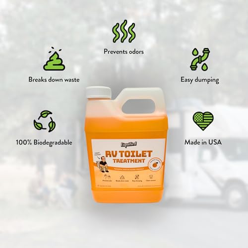 Image of Liquified RV Toilet Treatment - Orange Scent, 32oz Standard Pour Bottle - Holding Tank Waste Digester & Odor Eliminator, Septic Safe, Biodegradable - Made in USA