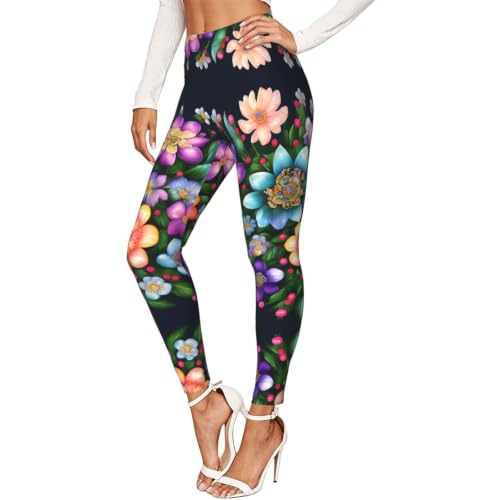 Leggings de compresión suave con estampado de flores y diamantes para entrenar con estilo