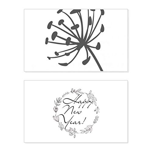Tarjeta de Año Nuevo elegante con siluetas de flores para enviar tus mejores deseos