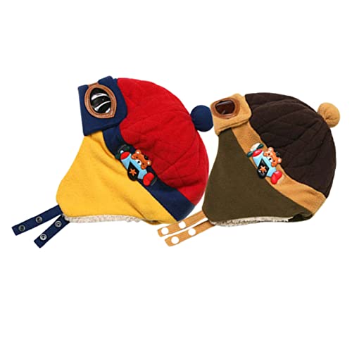 Kids Pilot Hat 2Pcs Set Thickened Fleece Winter Hat Goggles for Boys and Girls Wear-Resistant and Portable Warm Headwear for Cold Weather Adventures