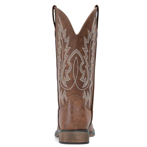 Image of IUV Cowboy Boots For Women Square Toe Wide Western Mid Calf Cowgirl Boots