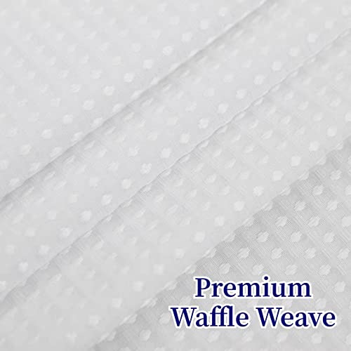 Cypl No Hooks Needed Waffle Weave Shower Curtain With Snap In Fabric Liner Set, Hotel Style With See Through Mesh Top Window Shower Curtains,Double Layer,Waterproof & Washable, Spa,71Wx74H,White #TOP1