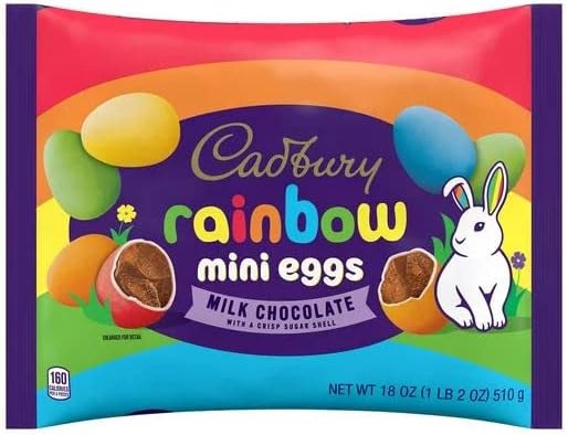 Easter Rainbow Mini Eggs, 36 oz Milk Chocolate Candy (18 0z Pack Of 2) in Delicious Milk Chocolate Eggs with Rainbow Coating – Chocolate for Stocking Stuffers, Easter Baskettundras sealed bag
