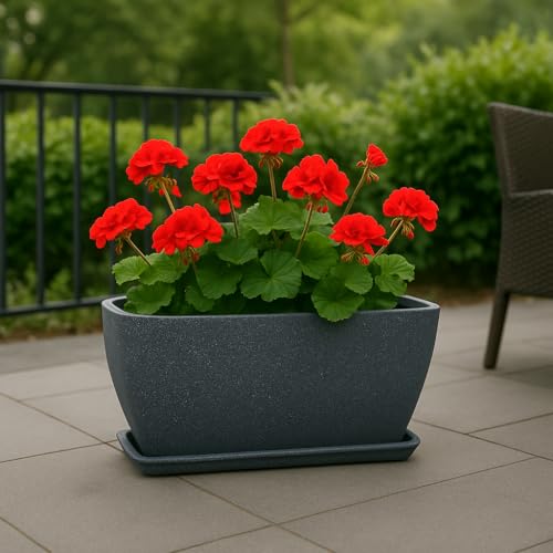 Image of Bigsmall Designed Plant Pots, Premium Durable Polymer Flower Pots for Indoor & Outdoor Plants - Lightweight, Stylish, and Weather-Resistant Garden Planters (Leios-Grey Marble, 11 Inch)