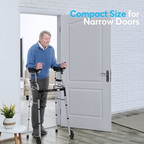 Oasisspace Folding Walker - Standard Walker With 5’’ Wheels And Removable Padded Armrests 300Lbs, Platform Walker With Arm Support For Senior, Handicap & Disabled #TOP4