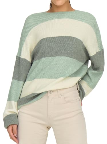 ONLY Damen Onlatia L/S Stripe Pullover KNT Noos Sweater, Silt Green,S