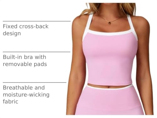 Image of QBGJTD Workout Tank Tops Women Built in Bra Longline Sports Bras