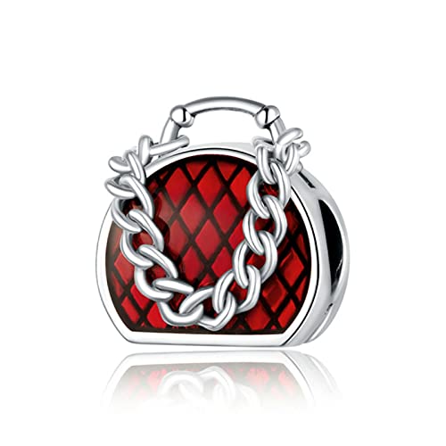 GoodLuck 925 Argent Sterling Couleur Rouge Rouge à lèvres Sac à Main Talons Hauts charmes vin Amour Coeur charmes Fit Bracelets Bijoux à bricoler soi-même – vue 3
