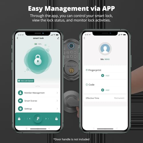 AkaGear Keyless Entry Door Lock with Fingerprint - Electronic Keypad Deadbolt, Smart Locks for Front Door, Auto-Lock & One Touch Locking with Bluetooth, Password Code, APP Control, Satin Nickel by AkaGear - Image 6