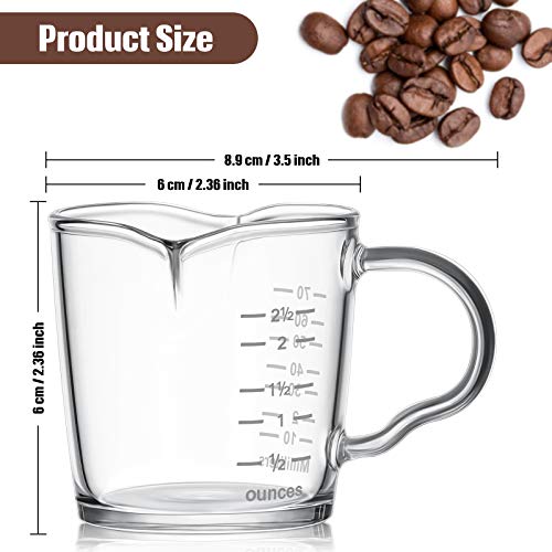 Set 3 vasos medidores espresso 3 oz doble pico miniatura 2