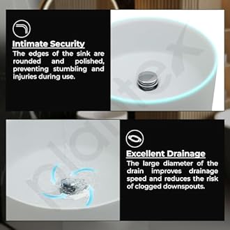 Plantex Acrylic Resin & Quartz Pedestal Basin for Bathroom/One Piece Pedestal Free Standing Round Wash Basin for living Room/Hotel (Beige)