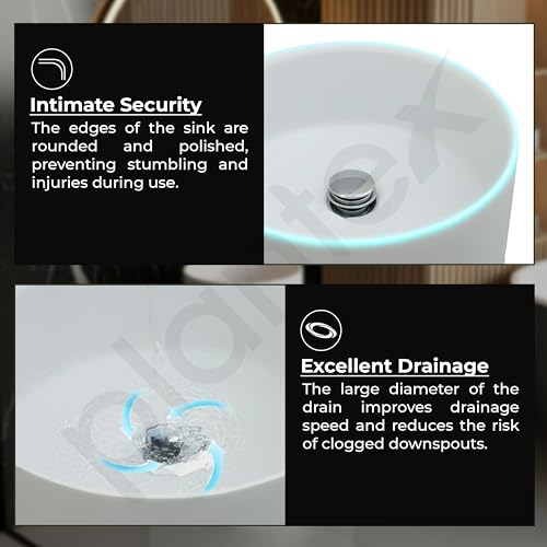 Plantex Acrylic Resin & Quartz Pedestal Basin for Bathroom/One Piece Pedestal Free Standing Round Wash Basin for living Room/Hotel (Beige)