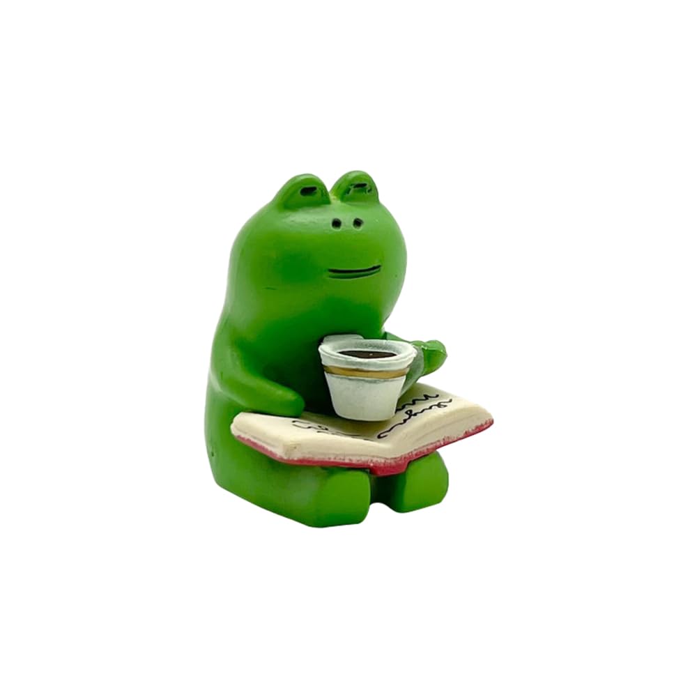 MiOYOOW Miniature Frog Figurines Statue, Cute Frog Figurine Statues Decor Funny Frog Sculpture Desktop Decoration for Plant Shelf Desk Office Bedroom