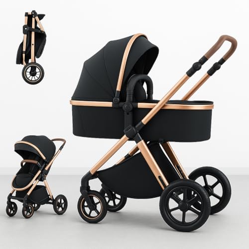 Extra-Easy to Use Foldable Toddler Pushchair, Lightweight Trolley Pram 2 in 1 Baby Stroller. Suitable from Birth to 3 Years