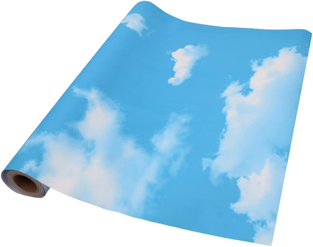 TAOGIFT Peel and Stick Contact Paper Blue Sky Clouds Pattern Wallpaper Vinyl for Kitchen Wall Art Crafts Decor 24x117 Inch