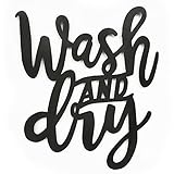 GL. MAY Laundry Room Décor - Wash and Dry - Wall Iron Plaque 12.6x0.5x14.7 Inches-Bathroom and Wash Room Hanging Rustic Plaque