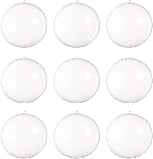 DOITOOL 30pcs Transparent Fillable Ball Christmas Tree Ball Ornaments Decorations Empty Hanging Baubles For DIY Xmas Tree Decorations Soap Bath Bomb 50mm
