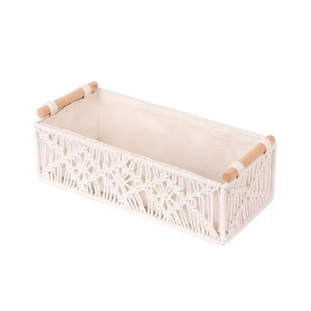 Cesta de almacenamiento de cuerda de algodón hecha a mano, cesta de almacenamiento tejida para sala de estar