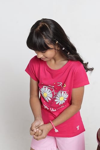 Image of Under Fourteen Only Girls Cotton Tops Collection - Round Neck, Crop Top, Full & Half Sleeve, Drop Shoulder, Ruffle Sleeve, Graphic Printed, Embroidered & Slub Knit Styles