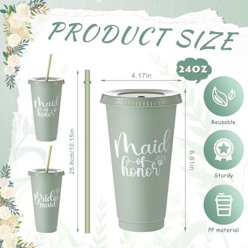 Hinly 48 Pcs Bridesmaid Proposal Gifts Set, Maid of Honor Gifts Set from Bride, Will You Be My Bridesmaid Gift Box, 24 oz Tumbler Bridal Bachelorette Party Presents for Bridesmaids Wedding(Green) - Thumbnail 4
