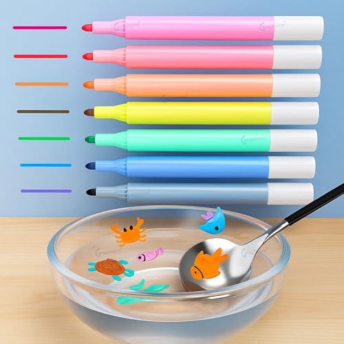 Image of GRAPHENE Magic Doodle Making Water Erasable Markers Floating Ink Pen Set, Magical Water Painting Sketch Pens Whiteboard Marker for Kids, Children Art (Multicolor, 8 Count (Pack of 1))