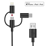 equinux tizi Schlitzohr – USB-C, Lightning und Micro-USB Multifunktionskabel (1 m, schwarz...