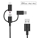 Produktbild equinux tizi Schlitzohr  USB-C, Lightning- und Micro-USB-Multikabel (1m, schwarz), Ladekabel, Apple Mfi Zertifiziert