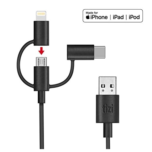 NEU equinux tizi Schlitzohr - USB-C, Lightning und Micro-USB Multikabel (1m, schwarz) Ladekabel offiziell von Apple 'Made for iPhone, iPad und iPod (MFi)' zertifiziert, perfekt für iPhone X, iPhone 8, iPhone 8 Plus, iPhone 7, iPhone 7 Plus, iPhone 6S, iPhone 6S Plus, iPad, iPad Pro