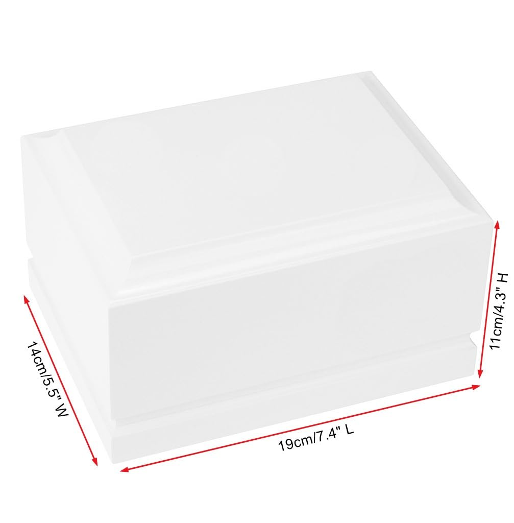 Weiße hölzerne Kinderurne mit Foto – personalisierte Erinnerungsbox für Babyasche, individuelle Plakette Option (Farbe)