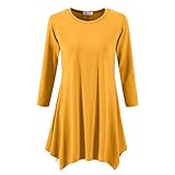 Topdress Women's Swing Tunic Tops 3/4 Sleeve Loose T-Shirt Dress