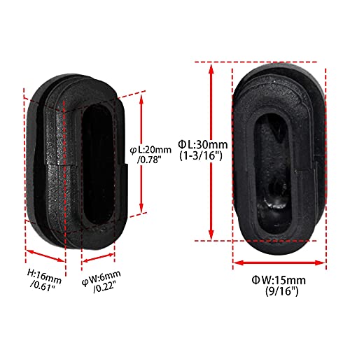 Image of Flyshop 15 x 30 mm (5 /8 inch x 1-3 /16 inch) OD Black Chair Plastic Plugs Oval Tubing End Caps Tube Inserts Furniture Glides 8 Pcs