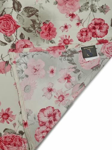 Image of ROSARAHOME 180 TC Microfiber Flat Queen Size Double Bed Bedsheet with 2 Pillow Cover| Bedsheet:240cmx225cm Pillow Covers:45cmx70cm,Floral Red