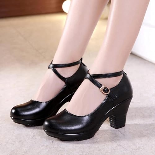 Women's Comfortable Mary Jane Lightweight Thick Block High Heels Round Head Women's Formal Shoes4