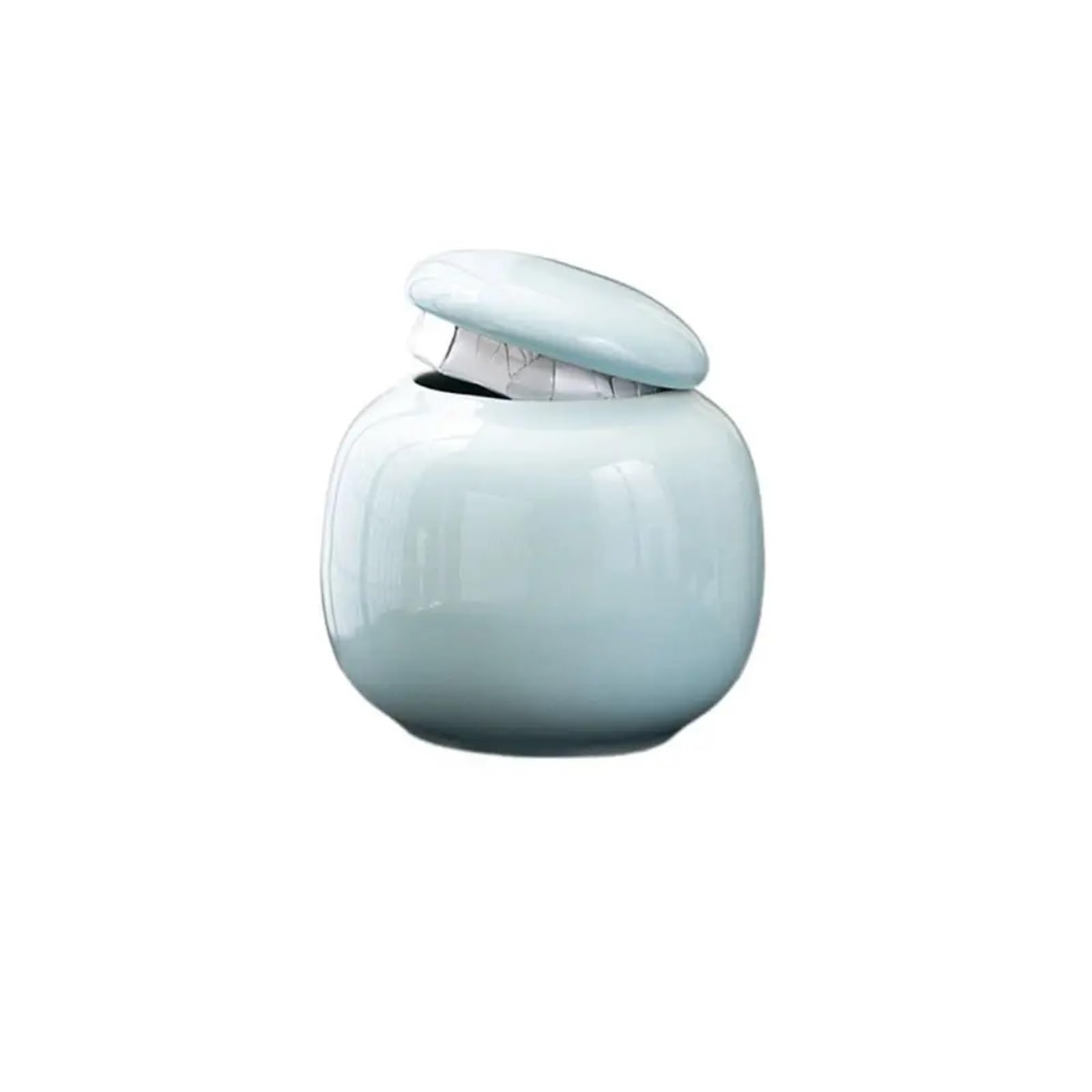 AYWTIUN tea storage jars Sub-bottling Color Glaze Ceramic Jars Portable Empty Sealed Tea Storage Jar Mini Box Cosmetic(Blue-Square Round)