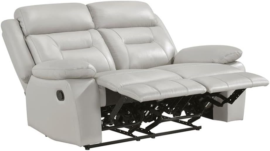 Lexicon Laconia Leather Double Reclining Love Seat in Silver