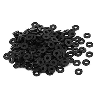 uxcell M2 x 5mm x 1mm Nylon Flat Insulating Washers Gaskets Spacers Fastener for Faucet Pipe Water Hose Black 200PCS
