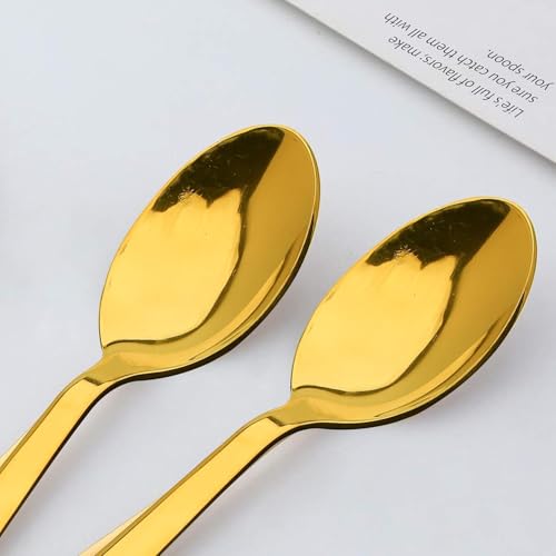 Image of Destroyer Gold Stainless Steel Cutlery Set, 12 Pieces, 6 Dinner Spoons & 6 Dinner Forks, PVD Golden Finish, 16 cm, Premium Flatware for Home & Kitchen