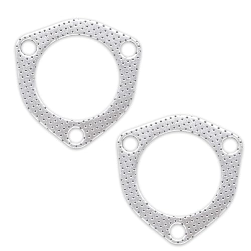 Image of Tesnaao 2 PCS Car Exhaust Pipe Interface Gasket, 2.5 inch Stainless Steel Three-hole High Temperature Resistant Sealed Exhaust Silencer Gasket, Multi-functional Replacement Accessory, for Cars (Silver)