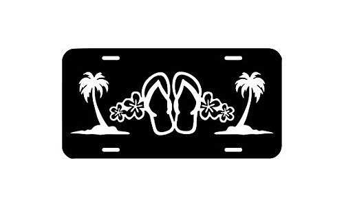 Mentalsign Palm Tree flip Flop License Plate, Front car License Plate, Beach Vanity Plate tag, car tag, Cute Girly car Accessory, Flower car tag Plate