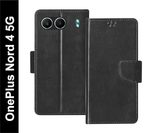 Image of SBMS Flip Cover for OnePlus Nord 4 5G Back Cover Case with Magnatic Closure | Inbuilt Stand | Card & Money Pocket (Black)