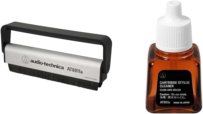 Audio-Technica AT6011a مكافحة ساكنة سجل فرشاة & AT607a خرطوشة قلم نظافة، براون، 0.33 Fl أوز حزمة من 1