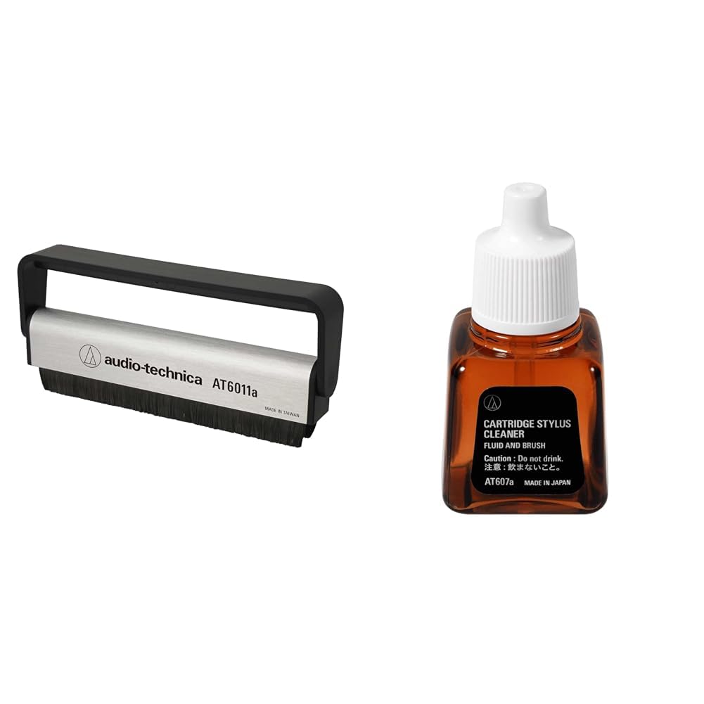 Audio-Technica AT6011a Anti-Static Record Brush & AT607a Cartridge Stylus Cleaner, Brown, 0.33 Fl Oz (Pack of 1)