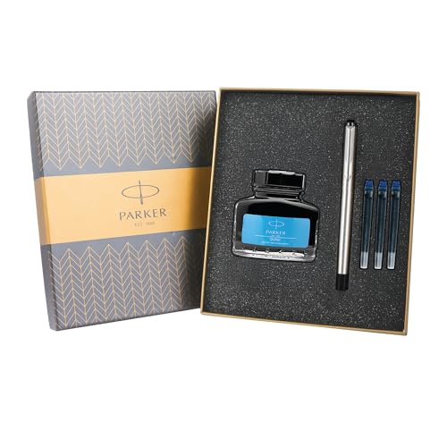 Parker Vector Stainless Steel Chrome Trim Fountain Pen with Ink B...