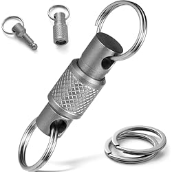 FEGVE Titanium Quick Release Keychain, Detachable Pull Apart Key Chain | Easy Access, Tangle-Free 360° Swivel, Rustproof and Durable, for Valet Car Home Key Storage