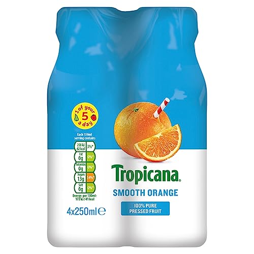 Tropicana Orange Juice Smooth, 4 x 250ml