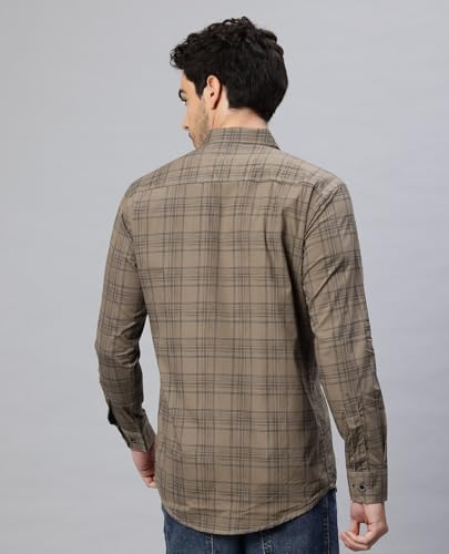 Image of Majestic Man Men's Pure Cotton Cargo Checkered Shirt with Dual Flap Pockets - Slim Fit | Full Sleeve | Casual Wear | Trendy & Comfortable