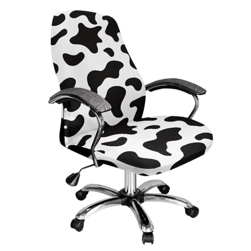 Bivxisrvo Cow Print Computer Office Chair Cover Stretchable Cloth Polyester Universal Desk Task Chair Chair Covers Stretch Rotating Chair Slipcover Removable Furniture Protector for Office Home